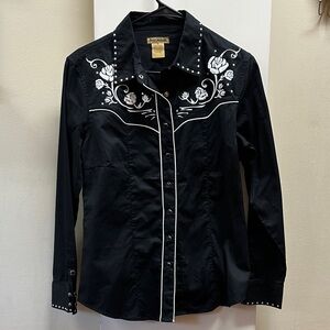 Alan Jackson Collection embroidered Black Western Shirt medium
